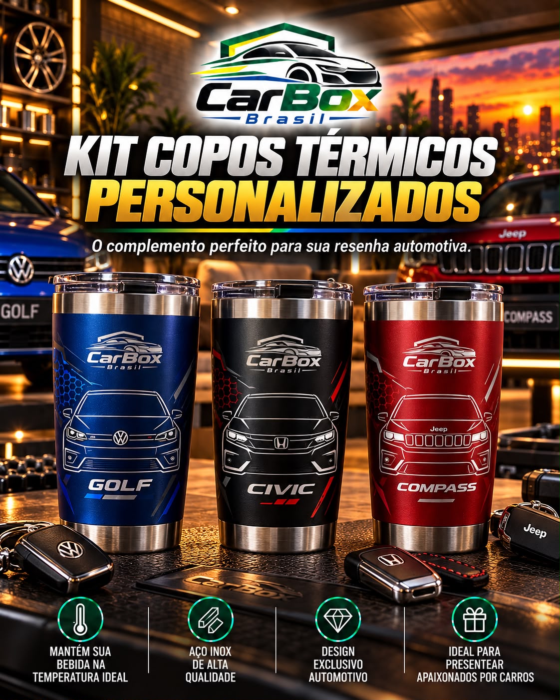 ( UPSELL ) KIT 6 Copos Térmicos Personalizados