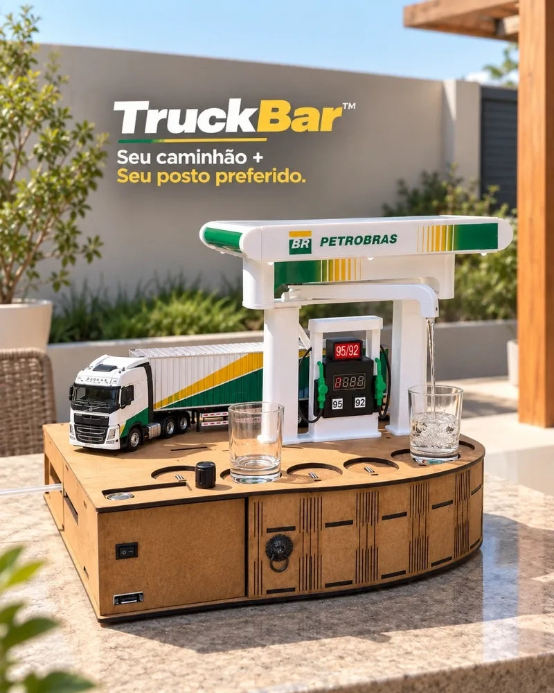 TruckBar™ – Dispenser de Bebidas com Caminhão e Posto Personalizado